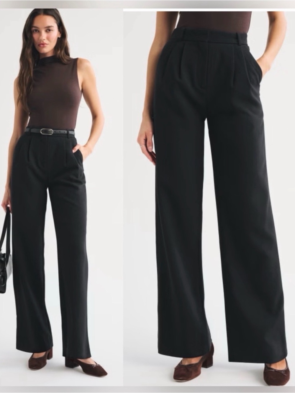 NEW Abercrombie & Fitch Sloane Tailored Fit Wide Leg Pants Black Size 26 NWOT